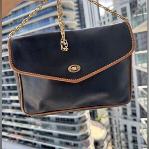 Vintage Celine Envelope clutch with logo chain.